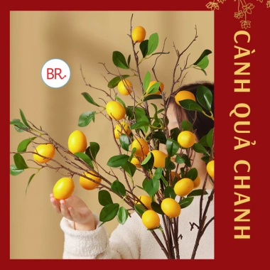 Cành Lựu Giả size 80 cắm bình trang trí Tết 2.026 cành thân dài rực rỡ đón xuân giá ưu đãi 29.000 VND