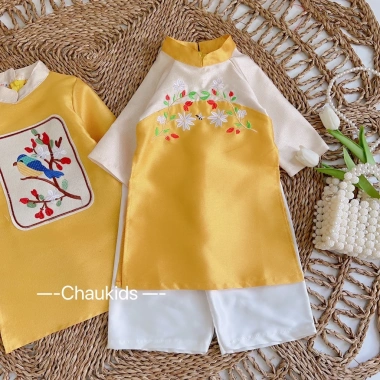 Cặp áo dài gấm Tacta trẻ em dịp Tết - Thiết kế sang trọng, giá ưu đãi 86.000₫ 5