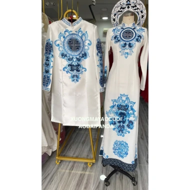 Cặp Áo Dài Nam Nữ Tafta Lụa Trắng Vẽ Tay Cao Cấp - Dự Tiệc Cưới Hỏi, Lễ Tết 9 Cặp Áo Dài Nam Nữ Tafta Lụa Trắng Vẽ Tay Cao Cấp - Dự Tiệc Cưới Hỏi, Lễ Tết 9