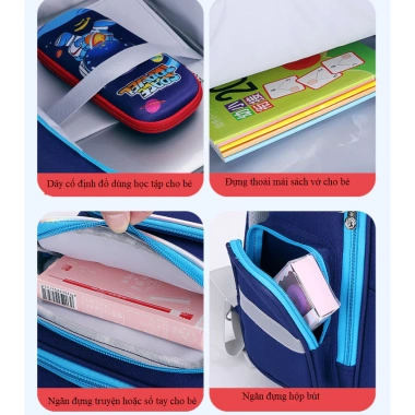 Cặp balo học sinh nam nữ cấp 1-2 vải dù cao cấp chống thấm, nhiều ngăn tiện dụng BLHS26 - Giá chỉ 279.000 VND