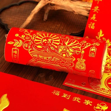 Cặp câu đối dán cửa nhà nhung keo 3M - Decal Phúc Ông Thọ mạ vàng, trang trí Tết Nguyên Đán 2.026, quà Tết, giá ưu đãi 194.400 VND 3