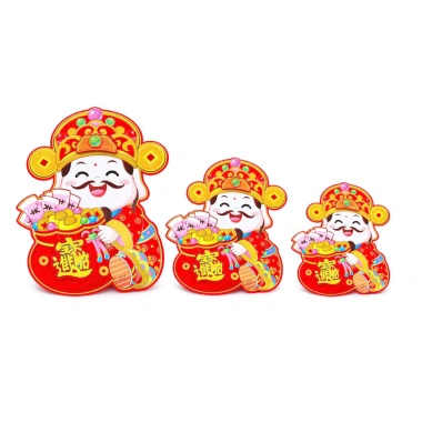 Cặp Hình Dán Thần Tài Ôm Hũ Vàng Nhiều Size Trang Trí Decor Tết Bính Ngọ 2.026 Giá 30.000đ 2