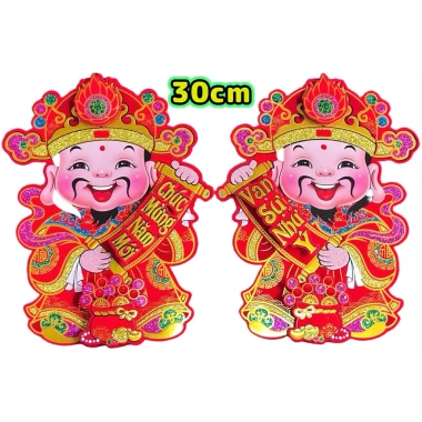 Cặp Hình Dán Thần Tài Ôm Hũ Vàng Nhiều Size Trang Trí Decor Tết Bính Ngọ 2.026 Giá 30.000đ 3