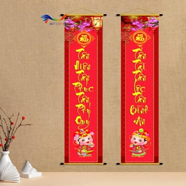 Cặp liễn câu đối Tết 2.026 Trang trí Tết bằng vải Canvas ART COLORS, giá ưu đãi 73.500₫
