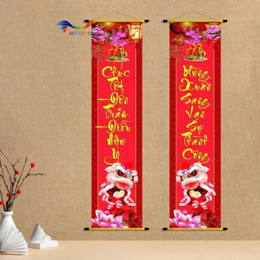 Cặp liễn câu đối Tết 2.026 Trang trí Tết bằng vải Canvas ART COLORS, giá ưu đãi 73.500₫