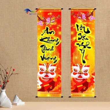 Cặp liễn câu đối Tết 2.026 Trang trí Tết bằng vải Canvas ART COLORS, giá ưu đãi 73.500₫