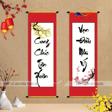Cặp liễn câu đối Tết 2.026 Trang trí Tết bằng vải Canvas ART COLORS, giá ưu đãi 73.500₫