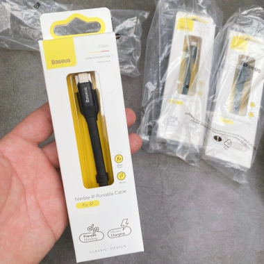 Cáp ngắn BASEUS 23cm Pin dự phòng IP USB-to-Lightning, sạc nhanh 12W Nimble