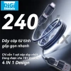 Cáp sạc 240W 4 trong 1 hút từ tính, chống cuộn, USB‑C sang Type‑C, nhanh gọn du lịch - 168k