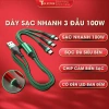 Cáp sạc 3 trong 1 tự rút Type C Micro USB L‑Ning gọn nhẹ chống rối du lịch - DS3D100W