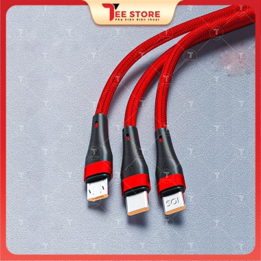 Cáp sạc 3 trong 1 tự rút Type C Micro USB L‑Ning gọn nhẹ chống rối du lịch - DS3D100W 6