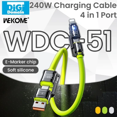 Cáp sạc 4 trong 1 WEKOME 240W 1.2m USB-A Type-C cho MacBook iPad iPhone - 115.200 VND
