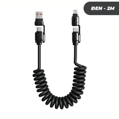 Cáp sạc nhanh 4 trong 1 lò xo 2m - PD C-L 27W, C-C 65W - VuaAuto, chỉ 95.000đ 6