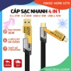 Cáp sạc nhanh đa năng 4in1 – Sạc nhanh, truyền dữ liệu, hỗ trợ mọi thiết bị, giá chỉ 59.000₫