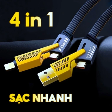 Cáp sạc nhanh đa năng 4in1 – Sạc nhanh, truyền dữ liệu, hỗ trợ mọi thiết bị, giá chỉ 59.000₫