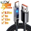 Cáp sạc nhanh LED Type-C 240W trong suốt, 4 độ dài nylon không rối, tương thích điện thoại và tablet - 51.920 VND