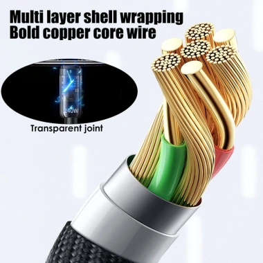 Cáp sạc nhanh LED Type-C 240W trong suốt, 4 độ dài nylon không rối, tương thích điện thoại và tablet - 51.920 VND 9