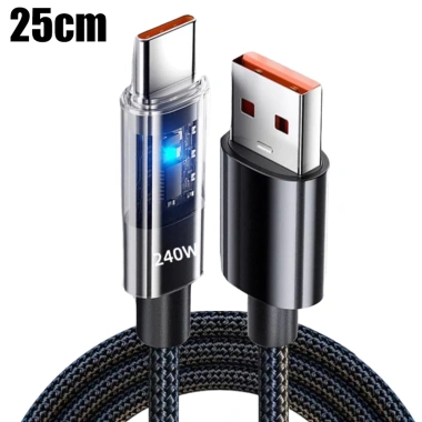 Cáp sạc nhanh LED Type-C 240W trong suốt, 4 độ dài nylon không rối, tương thích điện thoại và tablet - 51.920 VND 10
