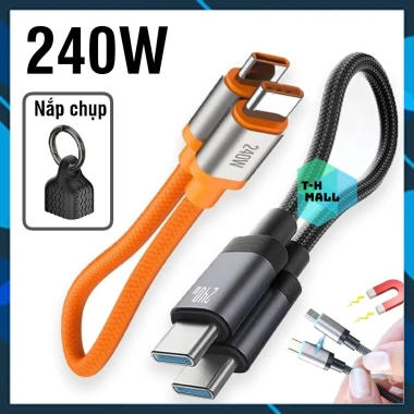 Cáp sạc nhanh USB Type‑C to C 240W PD iOS, nam châm từ tính, truyền dữ liệu, ngắn, phù hợp Pin dự phòng điện thoại – 69.000₫