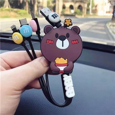 Cáp sạc ô tô Baseus 3 đầu USB sticker dễ thương - Giá 56.000₫, giảm 12.880₫