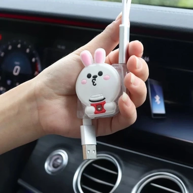 Cáp sạc ô tô Baseus 3 đầu USB sticker dễ thương - Giá 56.000₫, giảm 12.880₫