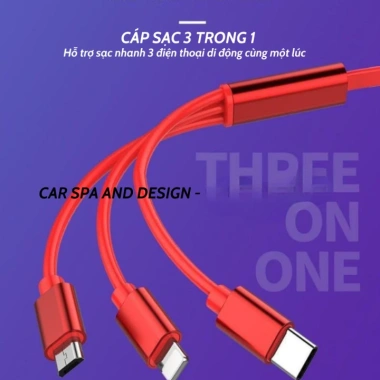 Cáp sạc ô tô Baseus 3 đầu USB sticker dễ thương - Giá 56.000₫, giảm 12.880₫