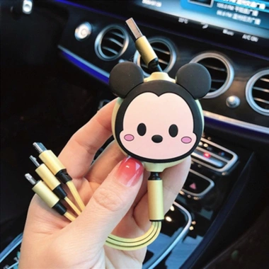 Cáp sạc ô tô Baseus 3 đầu USB sticker dễ thương - Giá 56.000₫, giảm 12.880₫