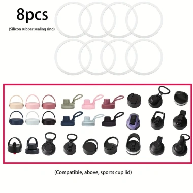 Cấp Thực Phẩm Silicon 8 Chiếc - Nắp Cốc Chống Rò Rỉ, Chịu Nhiệt cho Cốc Nhiệt/Nước - 47.410 VND
