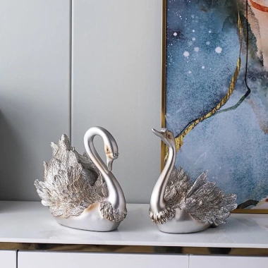 Cặp Tượng Thiên Nga Trắng Bạc Decor - Đồ Trang Trí Nhà Cửa Hiện Đại Cao Cấp, Giá Ưu Đãi 143k