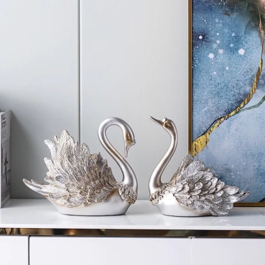 Cặp Tượng Thiên Nga Trắng Bạc Decor - Đồ Trang Trí Nhà Cửa Hiện Đại Cao Cấp, Giá Ưu Đãi 143k