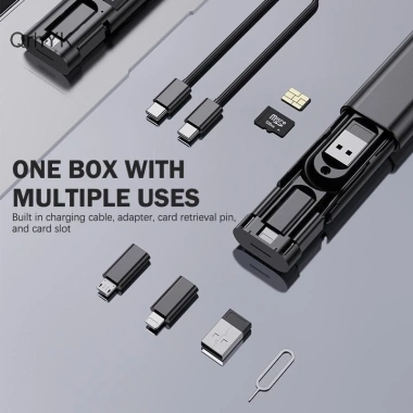 Cáp USB C PD60W sạc nhanh 15W cho iPhone 15 Pro Max – Hộp lưu trữ đa chức năng 3