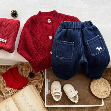 Cardigan Len Thừng Đỏ Tết Bé 6-16kg - Form Vừa, Mềm Mại, Giảm Giá 279k 8