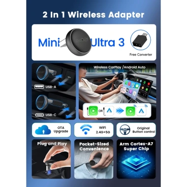 Carlinkit Mini Ultra USB-A CarPlay Android Auto - Chuyển đổi có dây sang không dây, Plug & Play, OTA cập nhật 10 Carlinkit Mini Ultra USB-A CarPlay Android Auto - Chuyển đổi có dây sang không dây, Plug & Play, OTA cập nhật 10