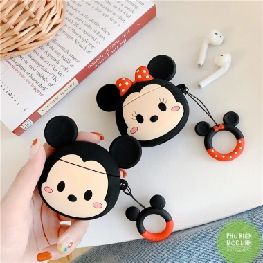 Case silicon AirPods 1/2/Pro/3 Mickey Mouse kèm móc tay, vỏ bọc i100, chỉ 12.900₫ 5