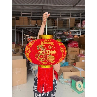 Cầu Nhung 3D Siêu Dày Cao Cấp - In Kim Tuyến Chìm - Trang Trí Tết Đỏ 140k