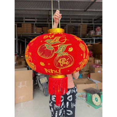 Cầu Nhung 3D Siêu Dày Cao Cấp - In Kim Tuyến Chìm - Trang Trí Tết Đỏ 140k