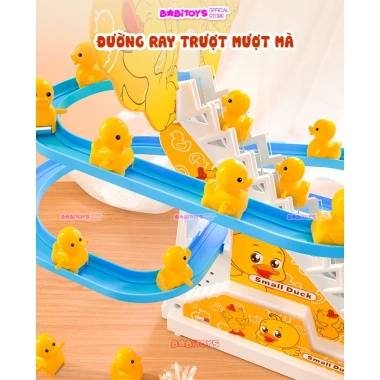 Cầu trượt vịt leo thang, đồ chơi phát nhạc đèn, kích thích phát triển bé 75k