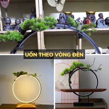 Cây giả gắn kệ đèn LED, thân mềm dễ uốn, phụ kiện trang trí tượng gốm, chỉ 92.000₫