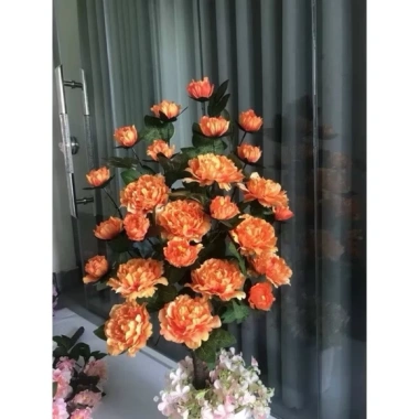 Cây hoa mẫu đơn giả thân cổ cao 100cm - Deco hoa lụa không chậu, giá ưu đãi 169k 7