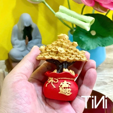 Cây Kim Tiền Hủ Vàng Mini – Cầu Tài Lộc Trang Trí Bàn Thờ Thần Tài Thổ Địa – Giá 40.000