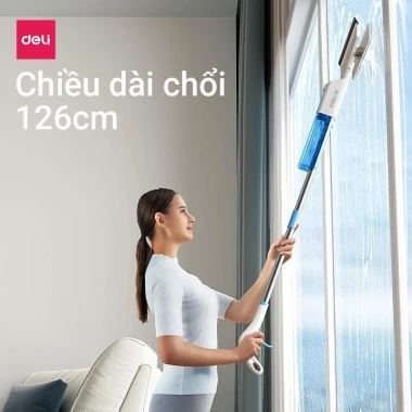 Cây Lau Kính Thông Minh Deli 126cm - Phun Sương, Gạt Nước, Đầu Xoay 90 độ - Giá 279.000 VNĐ