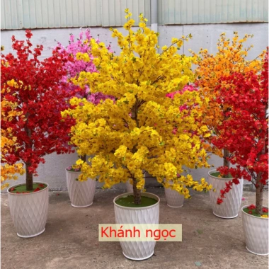 Cây Mai Đào Giả Trang Trí Tết kèm chậu, tặng dây đèn, chỉ 1.020.000, ship nhanh 5