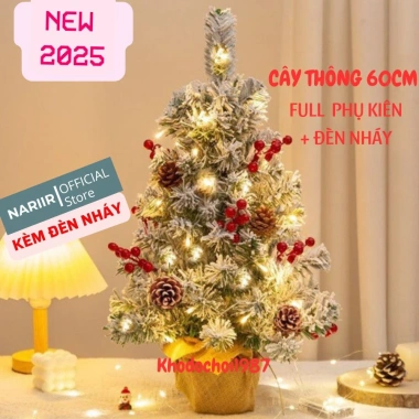 Cây thông Noel mini để bàn 60-90cm, 36 phụ kiện trang trí Giáng Sinh giá rẻ 96.900đ