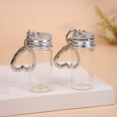 Chai bảo quản 10ml tình yêu - Móc khóa mini kính, lọ nhôm nắp rỗng, hộp cặp đôi