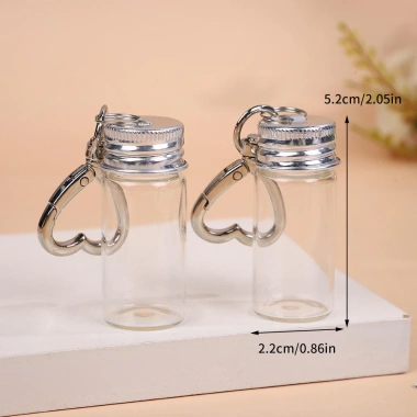 Chai bảo quản 10ml tình yêu - Móc khóa mini kính, lọ nhôm nắp rỗng, hộp cặp đôi