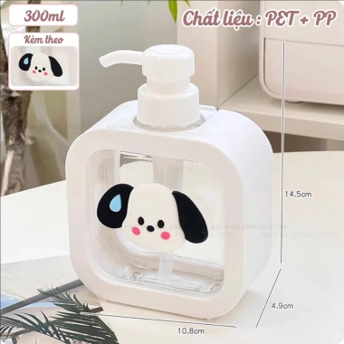 Chai đa năng chiết sữa tắm, dầu gội, nước rửa tay - sticker cún con dễ thương trong suốt sang trọng - giá 45.109₫ 7
