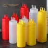 Chai đựng sốt 3 vòi PE - Lọ nhựa chia vạch in nổi, nắp chống bung, chỉ 16.000₫