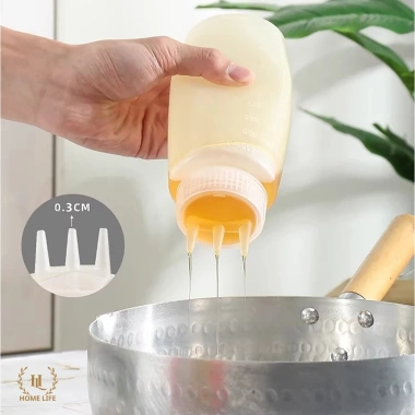 Chai đựng sốt 3 vòi PE - Lọ nhựa chia vạch in nổi, nắp chống bung, chỉ 16.000₫ 3