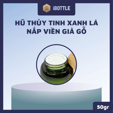Chai lọ sang chiết mỹ phẩm 50g - Hủ thủy tinh xanh lá, nắp viền giả gỗ, giá chỉ 24,500 VND 2
