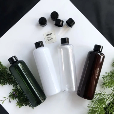Chai nhựa 250ml nắp vặn đen set 5 - nhỏ giọt, dùng cho mỹ phẩm, giá chỉ 39.000đ, đa màu nâu, trắng, xanh, trong